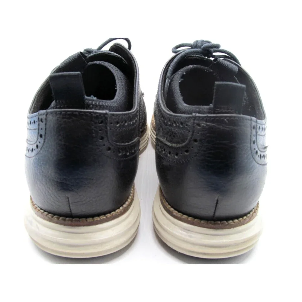 Cole Haan Grand O,s Mens Black Leather Sock Lined Wingtip Size US 9.5 M